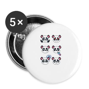 Panda And Bubble Tea - Buttons large 2.2'' (5-pack) - white