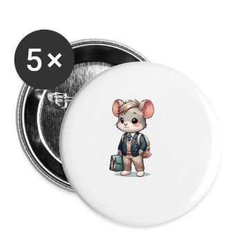 Cute Schoolboy Mouse - Buttons large 2.2'' (5-pack) - white