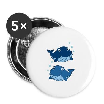 Blue Whales - Buttons large 2.2'' (5-pack) - white