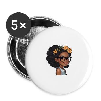 Cute black girl - Buttons large 2.2'' (5-pack) - white