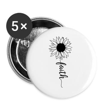 Faith Sunflower, cool Christian clothing, faith - Buttons large 2.2'' (5-pack) - white