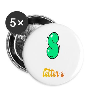 Letter s - Buttons large 2.2'' (5-pack) - white