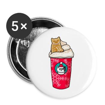 Ginger Bread Latte Cat - Buttons large 2.2'' (5-pack) - white