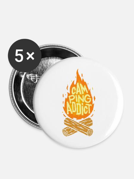 Camping Addict - Buttons large 2.2'' (5-pack) - white