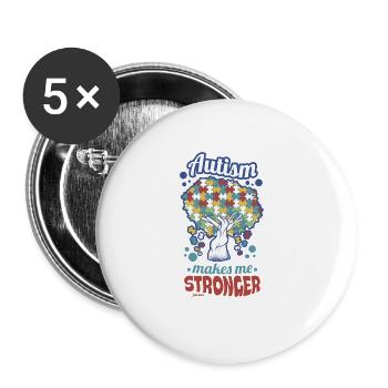 Autism makes me strong puzzle tree - Buttons large 2.2'' (5-pack) - white