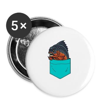 Piranha Gift Idea - Buttons large 2.2'' (5-pack) - white