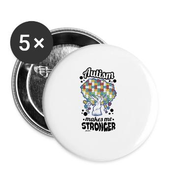Autism puzzle tree - Buttons large 2.2'' (5-pack) - white