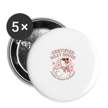 Certified Silly Goose Cartoon - Buttons large 2.2'' (5-pack) - white