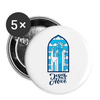 Jesus Is Here - Buttons large 2.2'' (5-pack) - white