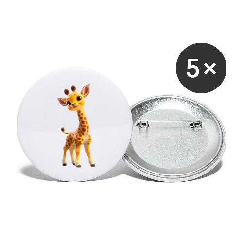 Adorable 3D Baby Giraffe with Big Eyes - Buttons large 2.2'' (5-pack)