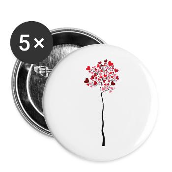 Tree Heart - Buttons large 2.2'' (5-pack) - white
