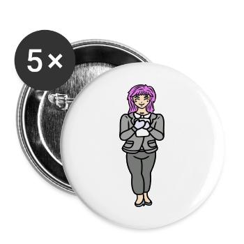 Cute Office Girl - Buttons large 2.2'' (5-pack) - white