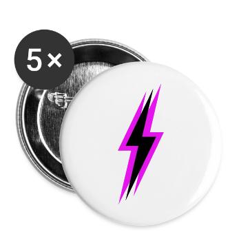 Lightning Bolt Neon - Buttons large 2.2'' (5-pack) - white