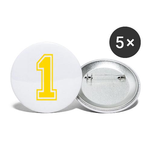 Number 1 in a classic athletic collegiate font - Buttons large 2.2'' (5-pack)