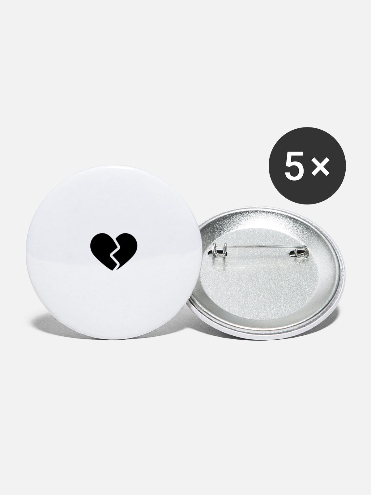 BROKEN HEART - Buttons large 2.2'' (5-pack) - white