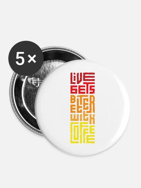 Live with coffee - Buttons large 2.2'' (5-pack) - white