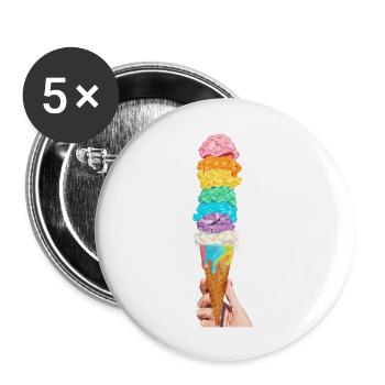 Ice Cream Lover Rainbow Ice Cream Cone - Buttons large 2.2'' (5-pack) - white