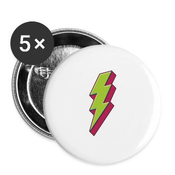 Green Lightning Bolt - Buttons large 2.2'' (5-pack) - white