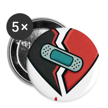 Mended Broken Heart - Buttons large 2.2'' (5-pack) - white