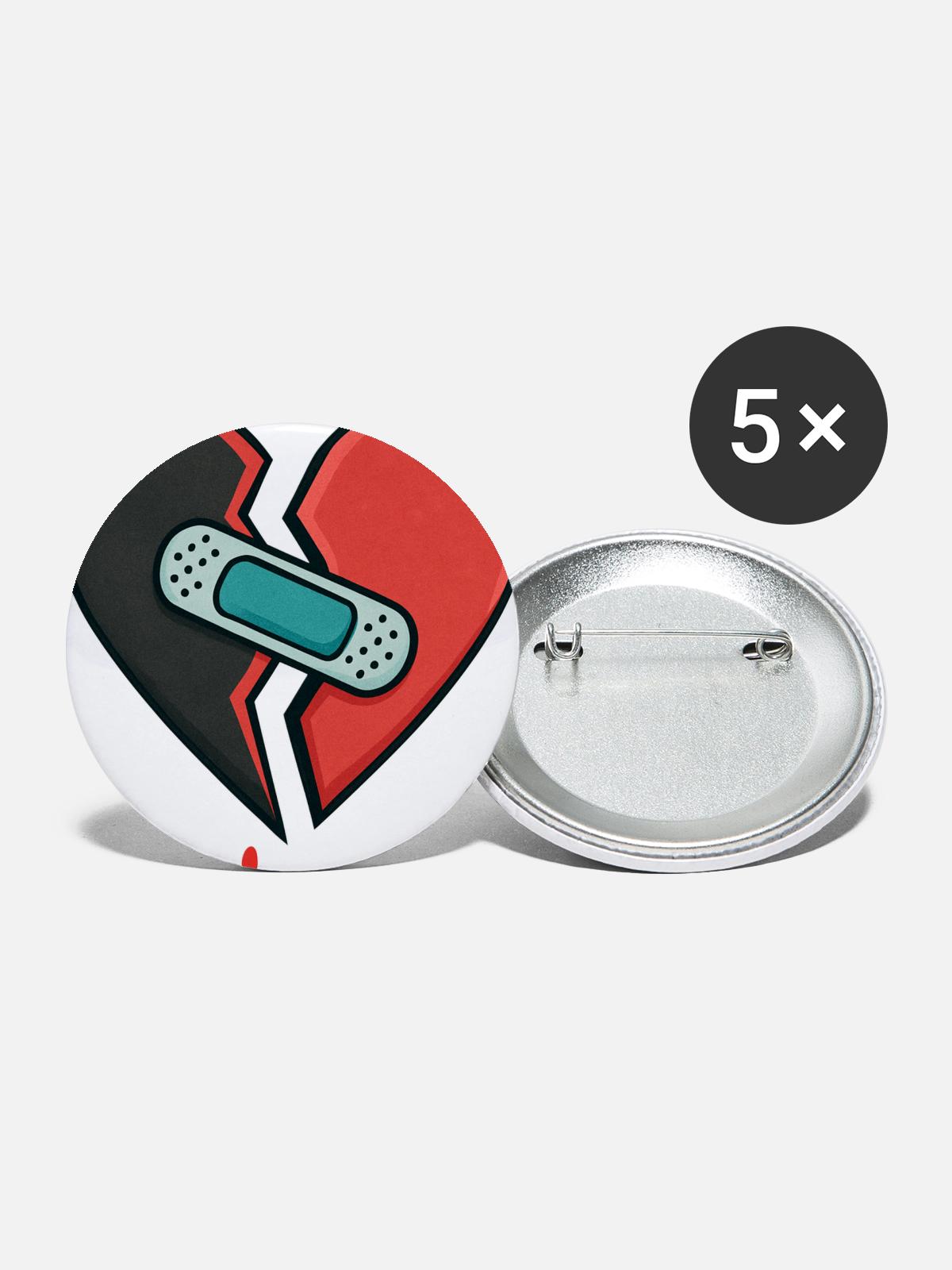 Mended Broken Heart - Buttons large 2.2'' (5-pack) - white