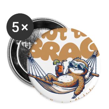 Relaxed Sloth in Hammock with Drink - Buttons large 2.2'' (5-pack) - white