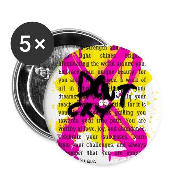 Neon Joy Blob Text Splash - Buttons large 2.2'' (5-pack) - white