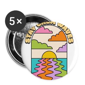 STAY CALM WAVES - Buttons large 2.2'' (5-pack) - white