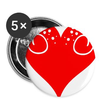 Crimson Heart Doodle - Buttons large 2.2'' (5-pack) - white