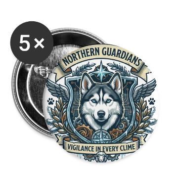 Northern Guardians Husky Shield Crest - Buttons large 2.2'' (5-pack) - white