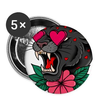 Traditional Tattoo Style Panther Love Eyes - Buttons large 2.2'' (5-pack) - white