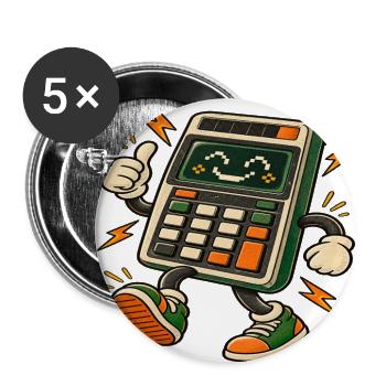 Retro Calculator Mascot - Buttons large 2.2'' (5-pack) - white