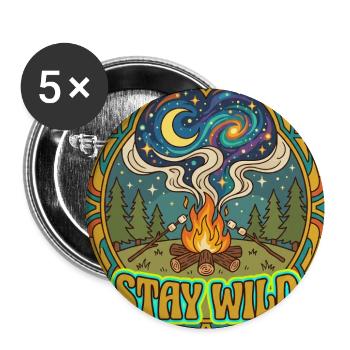 Stay Wild Retro Campfire Starry Night Camping - Buttons large 2.2'' (5-pack) - white