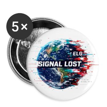 Signal Lost Glitch Earth Tech Cap Design - Buttons large 2.2'' (5-pack) - white