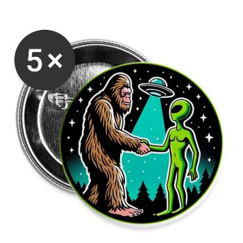 Bigfoot Alien Alliance - Funny Scifi Cryptid - Buttons large 2.2'' (5-pack) - white