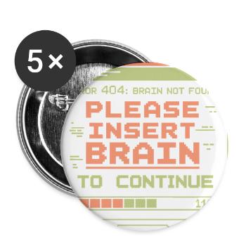 Insert Brain Error 404 Retro Gamer - Buttons large 2.2'' (5-pack) - white