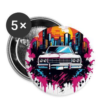 Neon City Sunset Car Splash - Buttons large 2.2'' (5-pack) - white