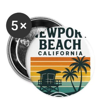 Newport Beach Sunset Lifeguard Tower - Buttons large 2.2'' (5-pack) - white
