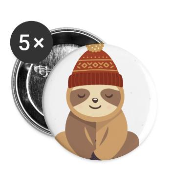 Cozy Sloth in Winter Knit Hat - Buttons large 2.2'' (5-pack) - white