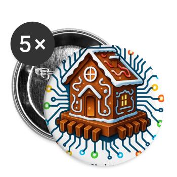 Gingerbread CPU House – Futuristic Christmas Tech  - Buttons large 2.2'' (5-pack) - white
