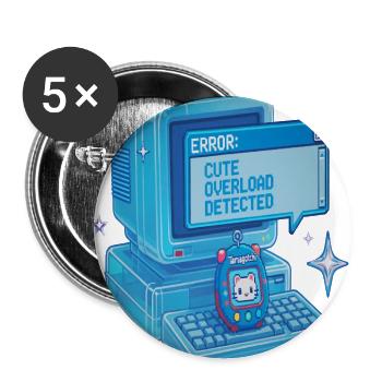 Y2K Retro Tech Computer & Virtual Pet Glitch  - Buttons large 2.2'' (5-pack) - white