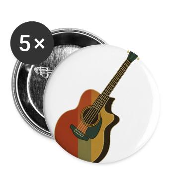 Striped Retro Acoustic Guitar Music Design - Buttons large 2.2'' (5-pack) - white