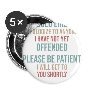 Patience Pending Offense Tee - Buttons large 2.2'' (5-pack) - white