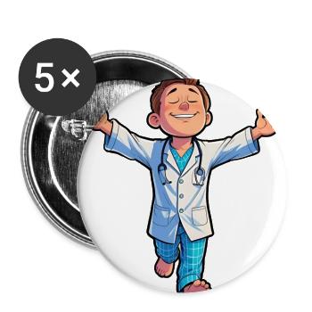 Happy On Call Doctor - Buttons large 2.2'' (5-pack) - white