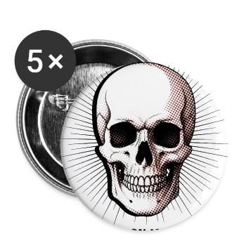 Perception is Reality Halftone Screen Print Skull - Buttons large 2.2'' (5-pack) - white
