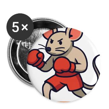 Mouse Boxer fighter - Buttons large 2.2'' (5-pack) - white
