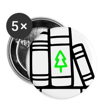 Book Stack Pine Tree Nature Reading Book Club - Buttons large 2.2'' (5-pack) - white