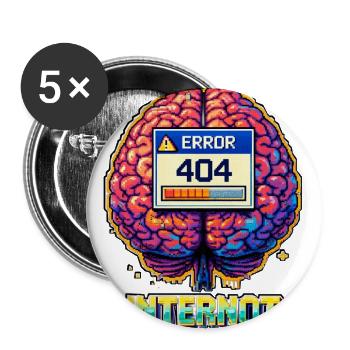 Retro Brain 404 Internet - Buttons large 2.2'' (5-pack) - white