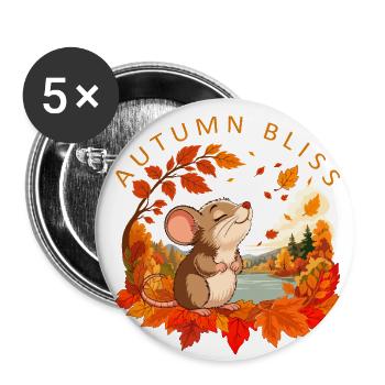 Autumn Bliss Mouse in Fall Leaves - Buttons large 2.2'' (5-pack) - white