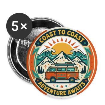 Coast to Coast Adventure Badge - Buttons large 2.2'' (5-pack) - white
