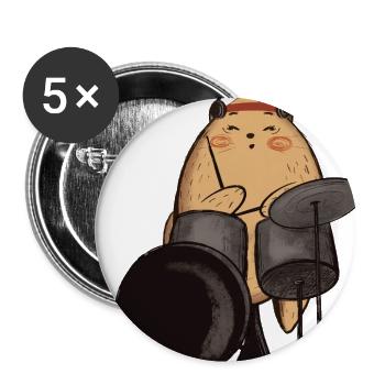 A cute cat Drummer  - Buttons large 2.2'' (5-pack) - white
